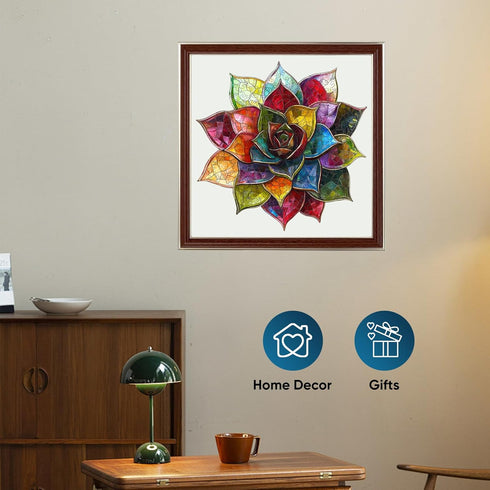 500 5MM 16.8 16.9inch MYS AUR Puzzles for Adults Pieces,Colorful Succulent Wooden Puzzles, Thick Unique Shaped Flower