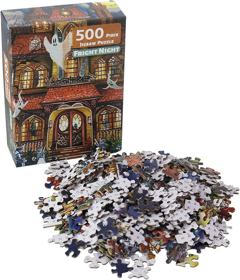 Halloween Fright Night 500 Pieces Jigsaw Puzzle for Adults - Halloween Decoration for Family Party