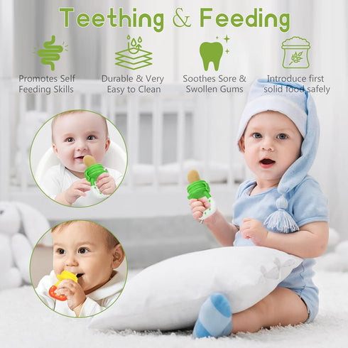5 Pack 2 1 WAJIAYON Baby Fruit Feeder Pacifier - | Infant Food Feeder Pacifier & Baby Food Dispensing Spoon | Fresh