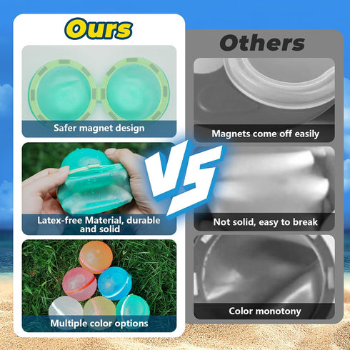 ?16 Pack?WABALLO Reusable Water Balloons - Fast Refillable Magnetic Latex-Free Pool Beach Toys for Summer Parties