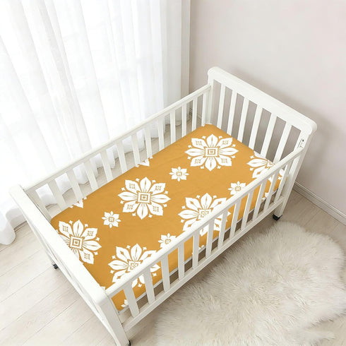 JUNZAN 52x28 Geometry Florals Baby Crib Sheets Cotton Fitted Crib Sheets for Boys Girls Standard Toldder Bed Mattress