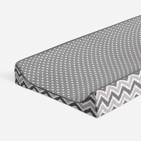 Bacati - Mixnmatch Pin Dots/Zigzag Changing Pad Cover (Grey)