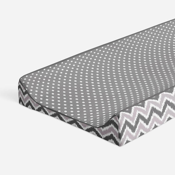 Bacati - Mixnmatch Pin Dots/Zigzag Changing Pad Cover (Grey)