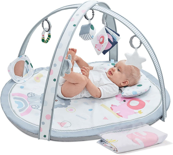 ZILLYBEE Baby Play Mat, ibabejoy Stage-Based Play Gym with 2 Machine Washable Mat