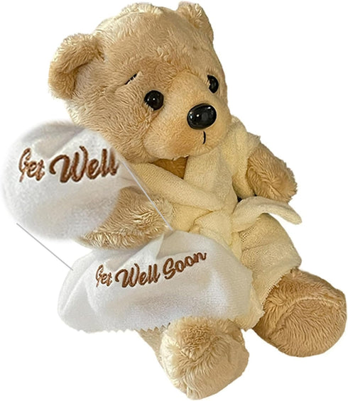 Get Well Soon Bear in Cream Robe with Blanket Soft Plush Bear Get Well Soon Gifts for Women, Men, Kids, Girls and Boys Feel Better Gifts