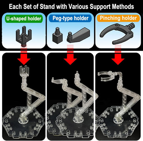 TWKUPWO 6 Set Hobby Action Base Display Stand, Gundam Action Figure Stand - Compatible with MG, RG, HG Universal Models