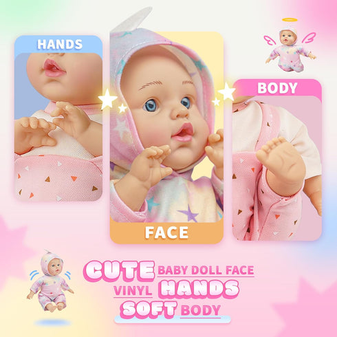 12 Inch Backpack Set 2 3 4 5 SMILESSKIDDO Soft Body Baby Doll for Toddlers with Take Along Dolls Carrier Accessories