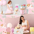 13 9. 1 7. 1 Inch(Pink Pickmesh Baby Shower Storage Basket with Gift Bags Rectangular Ribbons Collapsible Canvas