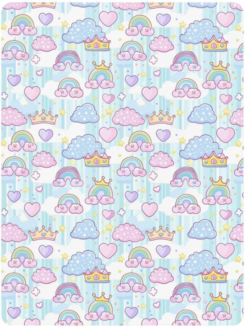 miaozhen 1 Pack 52x28 Cotton Baby Crib Sheets Ultra Soft Princess Dress Crown Cartoon Toddler Bed Cover for Nursery