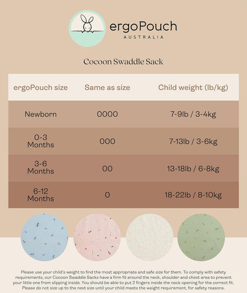 1.0 (0-3 ergoPouch Cocoon Swaddle Sack TOG - Baby Sleep Sack, Gentle Snug Fit Helps Calm Startle Reflex, Ideal for Arms