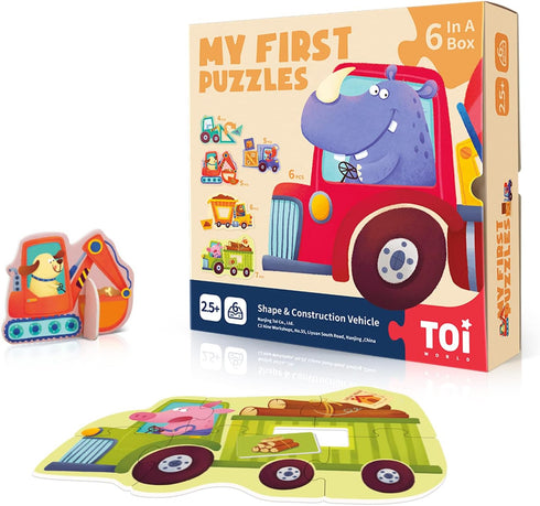 Toi 6 Packs Large Piece Toddler Jigsaw Puzzles - Animal Shaped Floor Puzzles for Kids Aged 2.5+