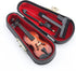 Wooden Miniature Violin with Stand, Bow, and Case, Collectible Musical Instrument Replica, 3.15"x1.18"x0.59"