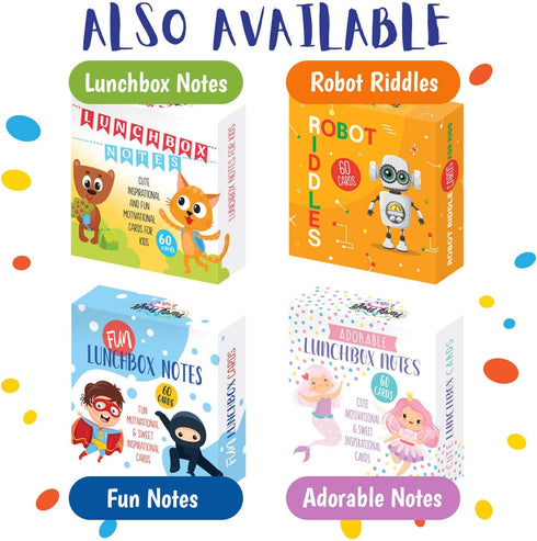 Lunch Box Jokes for Kids, 60 Cute Inspirational and Motivational Notes Cards for Boys & Girls Lunchbox
