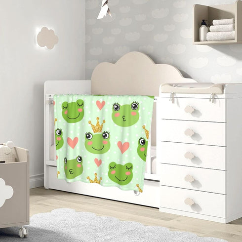 Cute Frogs Prince Baby Blankets - Soft Warm Fuzzy Plush Bed Throw for Newborn Infant Toddler Girls Boys Kids, 30"x40"