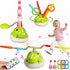 SCMAO 3 1 3-6 4-8 in Musical Jump, Toss Ring Game and Stomping Launch Rocket with Storage Bag, Remote Control Outdoor