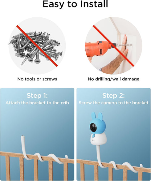 Smart Baby Monitor Mount, 17 Inch Flexible Twist Baby Camera Mount for 1/4 Threaded Hole Cameras, Portable.