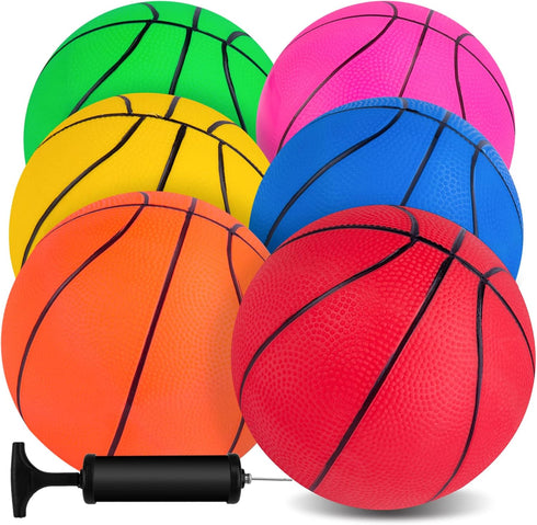 3 Otters Mini Basketballs, 6 Pack 7.5 Inch Durable PVC Basketballs for Toddlers Kids Teenagers