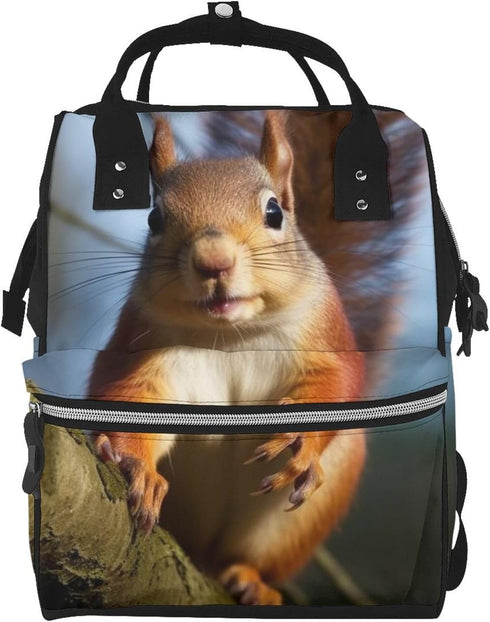 HCBPWVQA Squirrel Funny Animal Diaper Bag with Changing Pad and Pacifier Holder, Multifunction