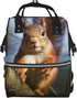 HCBPWVQA Squirrel Funny Animal Diaper Bag with Changing Pad and Pacifier Holder, Multifunction
