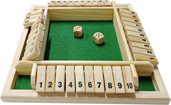DC-BEAUTIFUL Shut The Box Dice Game, Classic Board Game for 2-4 Players, Wooden Tabletop Game (Green)