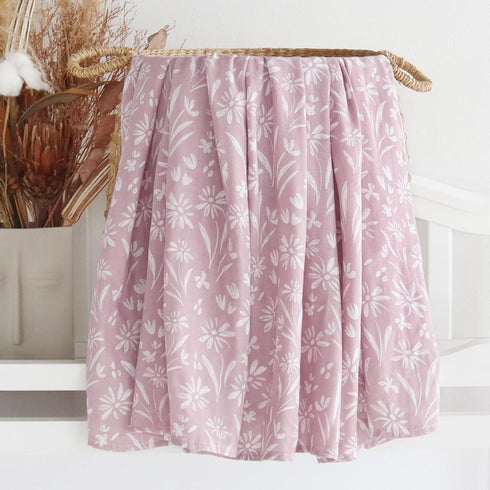 Set, Set 47 47 inches, 70% 30% LifeTree Baby Swaddle Blanket and Bow Mauve Floral Muslin Newborn Swaddle with Matching