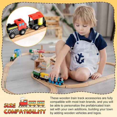 24 6 Inch Set Mototo PCS Wooden Train Track Straight Pieces Wooden Train Track Accessories Wood Railroad Expansion