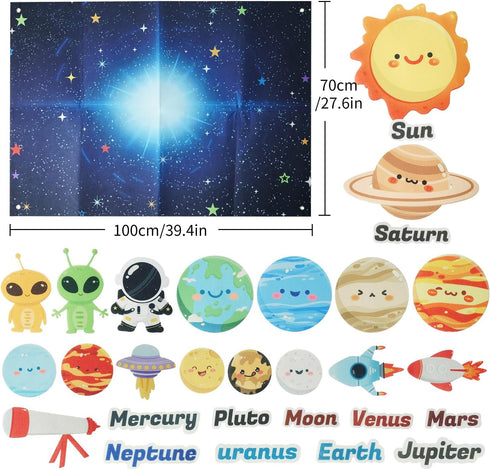 KAWITLO 33-Foot 3-8 Toddler Solar System Toy, Children's Space Felt Board, Suitable Birthday Gift for Boys and Girls