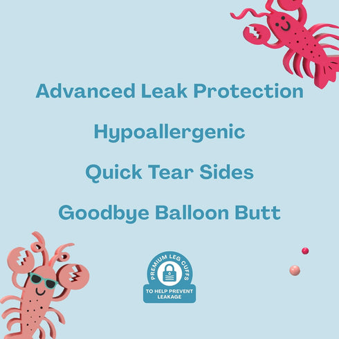 (32-40 lbs), 17 Count Pack Hello Bello Premium Swim Diapers - Size L Cute Extra-Bright Lobster Designs, Jumbo
