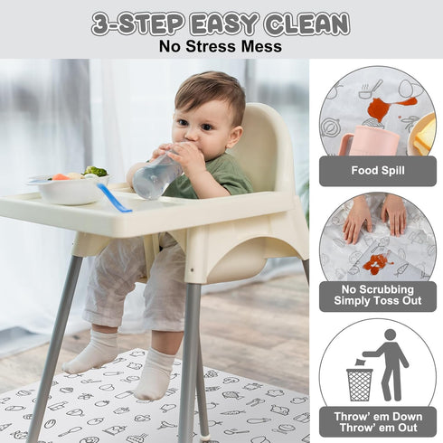 Resholder 40 28" 47" Pcs x Disposable Splat Mat for Under High Chair Baby Floor Mats Waterproof Splash Biodegradable