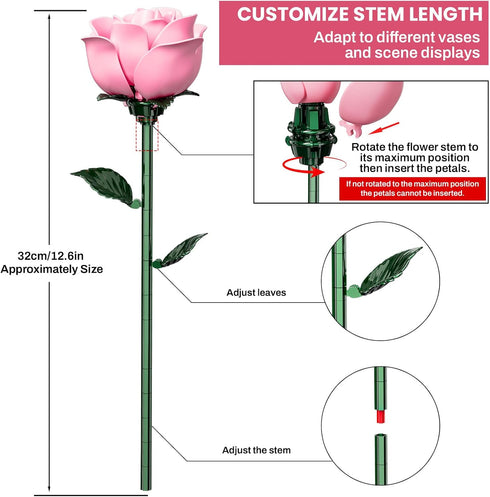 XGSHJ Set 12 Pack Pink Rose Bouquet Building for Girls & Boys - Botanical Collection Gift for Easter Basket Artificial