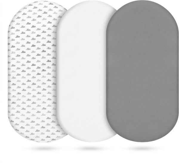 Vruelia Muslin Bassinet Sheets 3 Pack, Cotton Bassinet Sheets for Baby Girl and