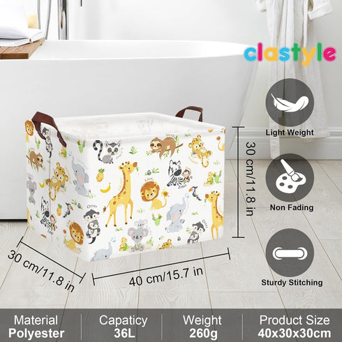 Clastyle Rectangular Baby Storage Basket, Large Collapsible Kid Toy Bin, Nursery Classroom Books Shelf, Giraffe Lion