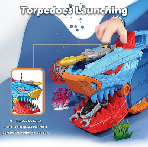 18 Playset 3+ Shark Toy & Deep Sea Creatures Ocean Animal Toys with Truck Cars, Piece Educational for Kids Ages Years