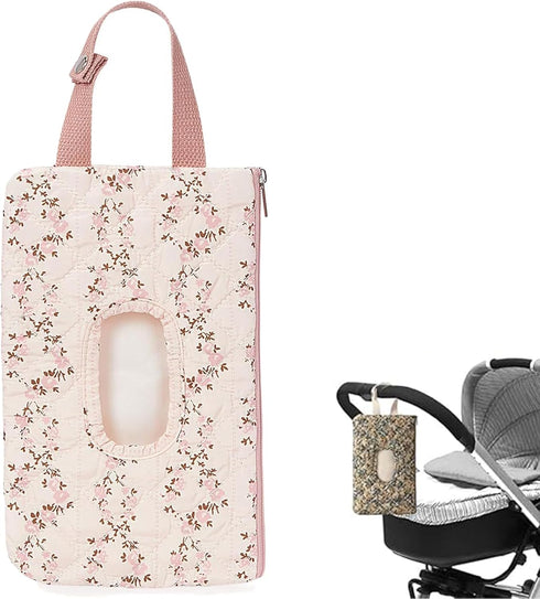 Generic Quilted Baby Wipe Holder, Floral Diaper and Wipes Pouch Portable Quilted Wipes