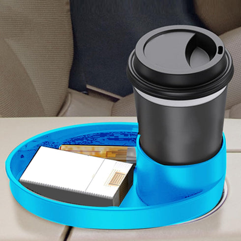 Snack Tray for Kids Car Seat, Secure and Sturdy Design, Compact and Portable with Cup Holder (Blue)