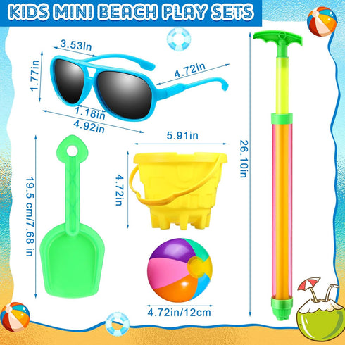 Tanlade 75 Pcs End of Year Students Gift, Kids Beach Pool Party Favors Sand Buckets Shovels Neon Sunglasses Inflatable