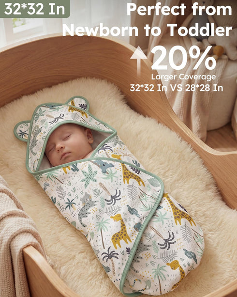 100% 32x32Inch, Yoofoss Hooded Baby Towels for Newborn Organic Cotton Baby Bath Towel with Hood for Babies, Infant