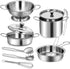 12Pcs Kids Pots and Pans Playset, Pretend Play Kitchen Set Toy Stainless Steel Pots and Pans Cooking Toys Accessories for Kids Toddler Age 3 Years Old