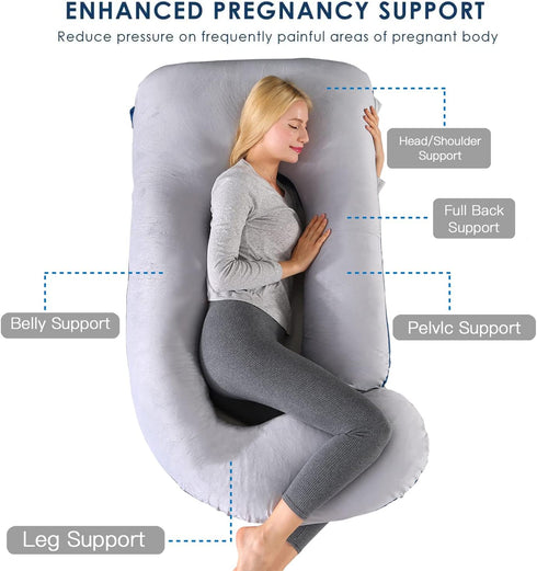 cauzyart 55 Inches Pregnancy Maternity Pillows for Sleeping U-Shape Full Body Pillow Support - for Back, HIPS, Legs