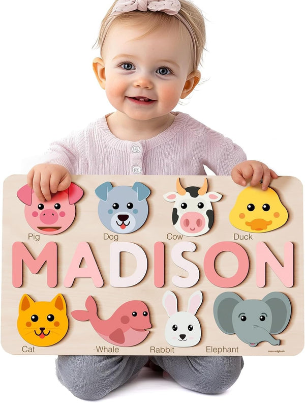 Zuzu Puzzle Personalized Name Puzzle for Toddlers 1-3 | Safari, Farm &