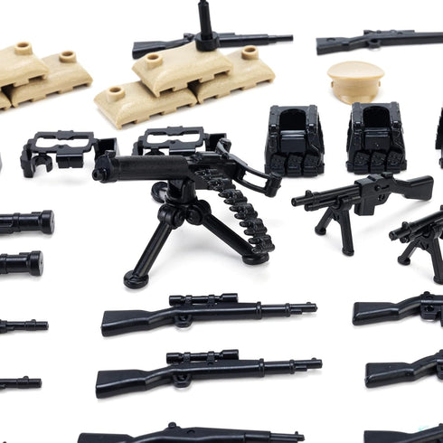 Weapons Pack Military Accessories, WWII Soldier Model Toys, Compatible with Mini Figure Brick Toy for Boys Age 3+