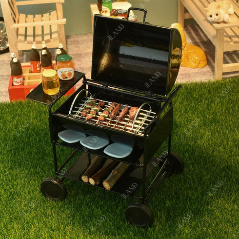 1:12 6pcs) iLAND Dollhouse Furniture and Accessories on Scale incl Dollhouse Patio Tables & Garden Chairs & BBQ Grill