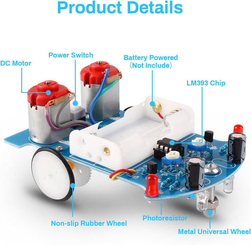 MiOYOOW Soldering Practice Kit, DIY Smart Car Robot Kit for School Competition, STEM Education for 10+ Years Old