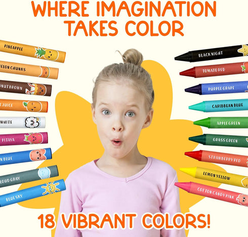 ZENO 18-Color (1-3) (4-8) Jumbo Crayons Non-Toxic and Washable for Toddlers & Kids Easy-to-Hold Large Crayons, Perfect