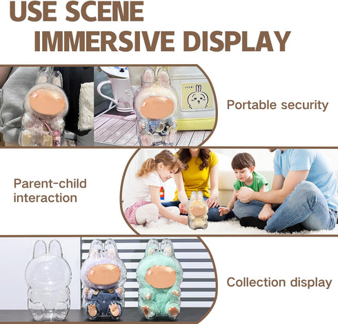 LDNMILES Clear Figure Display Case Compatible with LABUBU Have a Seat Plush Toy, Protective Cover