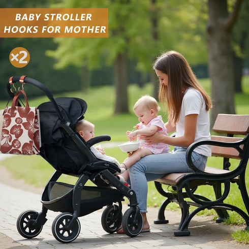 MTTBmrt 2 Pack Clip|360 66lb Stroller Hooks,Strong Synthetic Leather Hook-and-Loop Fastener&High-Quality Metal