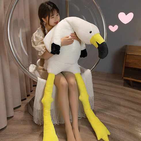 63" Giant Flamingo Stuffed Animal Plush Pillow, White Flamingo Plush Doll, Toys for Kids Birthday Christmas Gifts