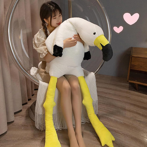 63" Giant Flamingo Stuffed Animal Plush Pillow, White Flamingo Plush Doll, Toys for Kids Birthday Christmas Gifts