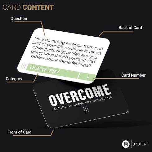 200 Briston Overcome Addiction Recovery Flash Cards Therapy Question Cards for Group Counseling, Sobriety, and Mental