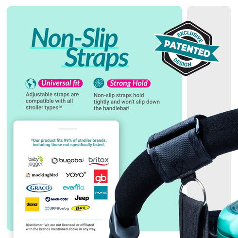 v2 Swanoo Stroller Caddy Organizer With Cup Holder, Non Slip Straps Bag for Phone, Pet Stroller Accessories, Universal